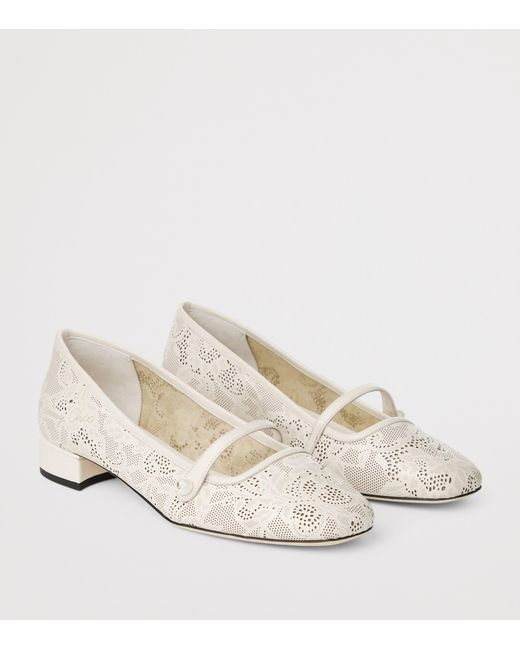 Jimmy Choo White Elisa 25 Ballet Pumps