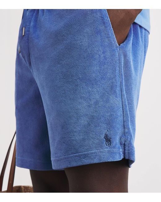 Polo Ralph Lauren Blue Cotton Terry Polo Pony Shorts for men