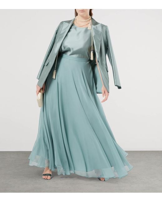 Marina Rinaldi Blue Silk-Blend Baruffa Blazer