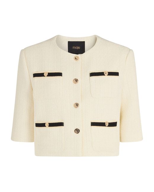 Maje Natural Cotton-Blend Tweed-Effect Jacket