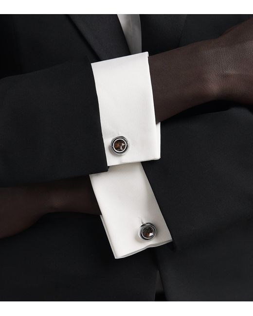 Tateossian Black Graffiato Stony-Iron Meteorite Cufflinks for men