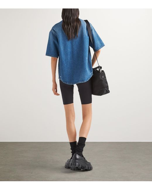 Prada Blue Denim Logo Shirt