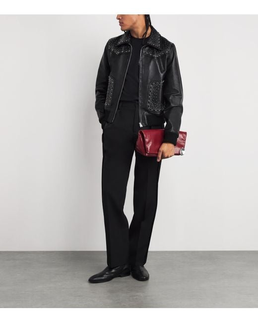 Amiri Black Crystal Western Leather Jacket for men