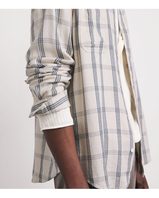 PAIGE White Cotton-Blend Check Everett Shirt for men