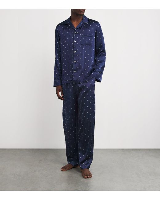 Derek Rose Blue Cotton Nelson Pyjama Set for men