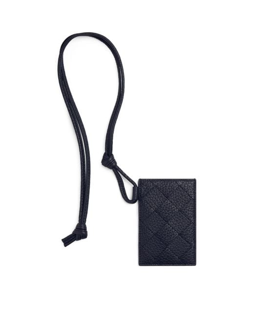 Bottega Veneta Blue Leather Intreccio Badge Holder for men
