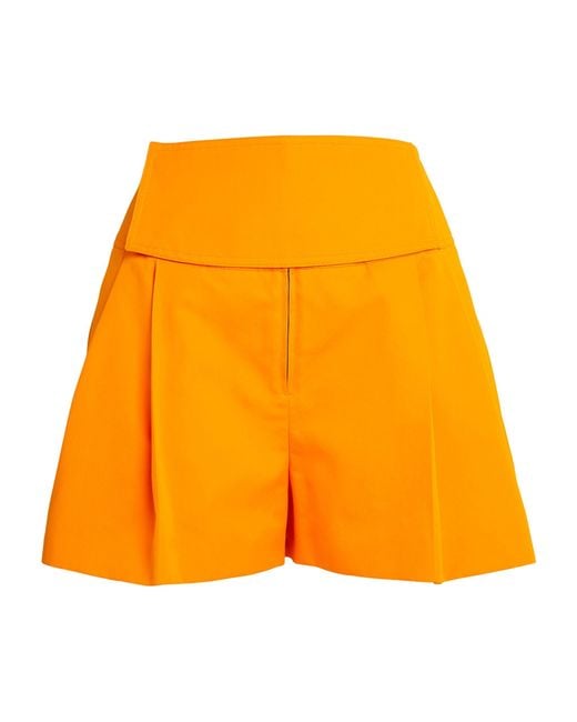 Jil Sander Orange Cotton Pleated Shorts