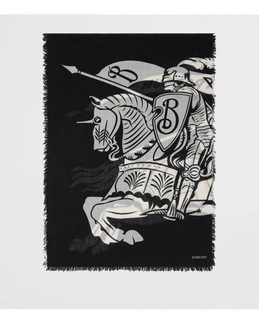 Burberry Black Wool Wide Ekd Scarf