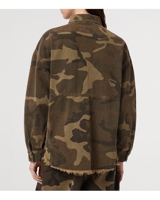 AllSaints Green Cotton Camouflage Hettie Shacket