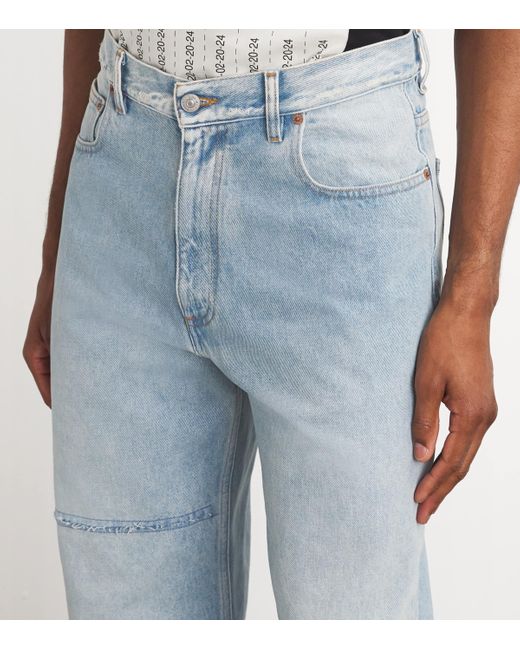 MM6 by Maison Martin Margiela Blue Distressed Straight Jeans for men