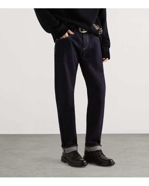 Dolce & Gabbana Blue Embroidered-Pocket Straight Jeans for men