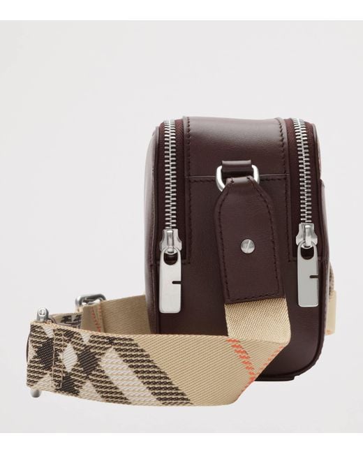 Burberry Brown Leather Check Pop Cross-Body Bag for men