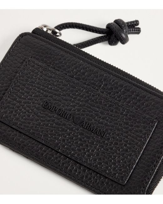 Emporio Armani Black Leather Zipped Cardholder for men