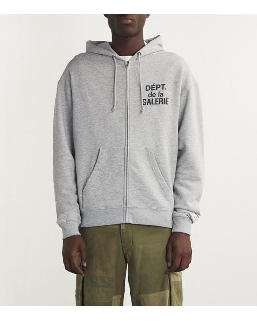 GALLERY DEPT. Gray Cotton-Blend Zip-Up Logo Hoodie for men