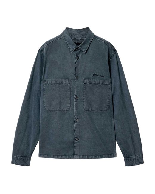 AllSaints Blue Organic Cotton-Blend Rohdi Overshirt for men
