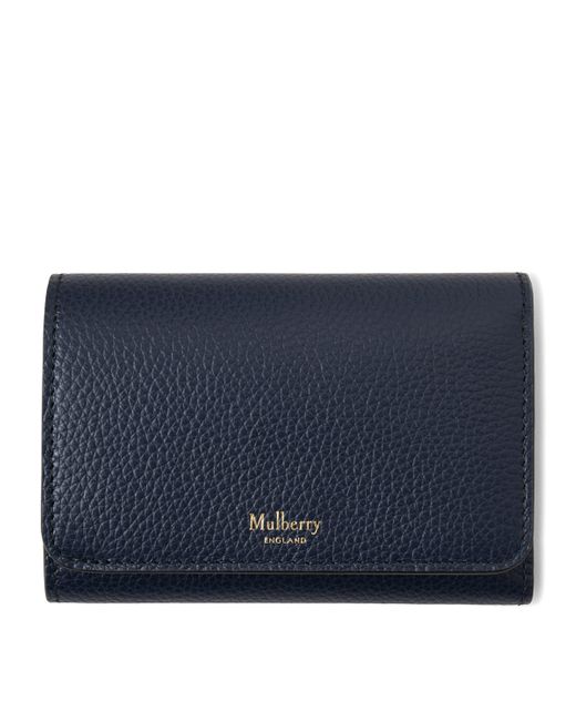 Mulberry Blue Small Leather Continental Trifold Wallet