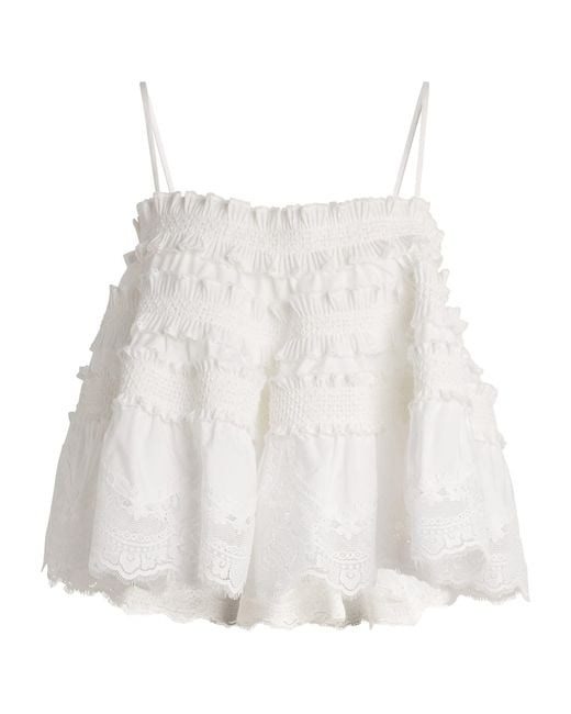 Zimmermann White Cotton Alchemy Shirred Bandeau Top