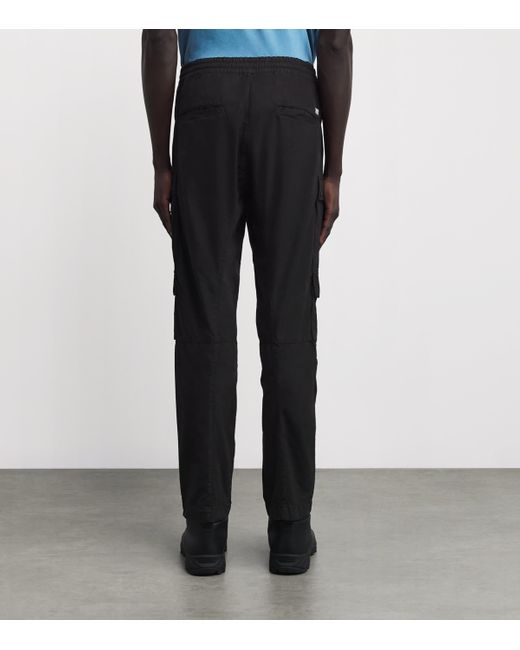 C P Company Black Cotton Microreps Cargo Trousers for men