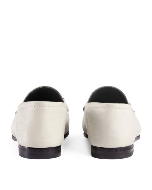 Gucci White Leather Brixton Horsebit Loafers