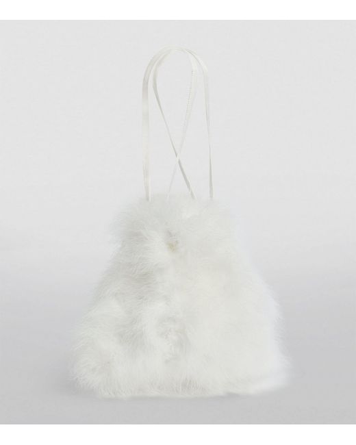 Yves Salomon White Mini Feather Top-handle Bag