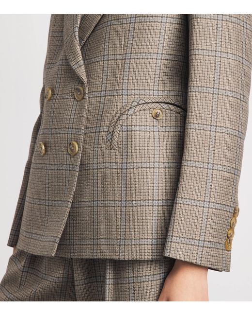 Blazé Milano Brown Virgin Wool Check Charmer Double-Breasted Blazer