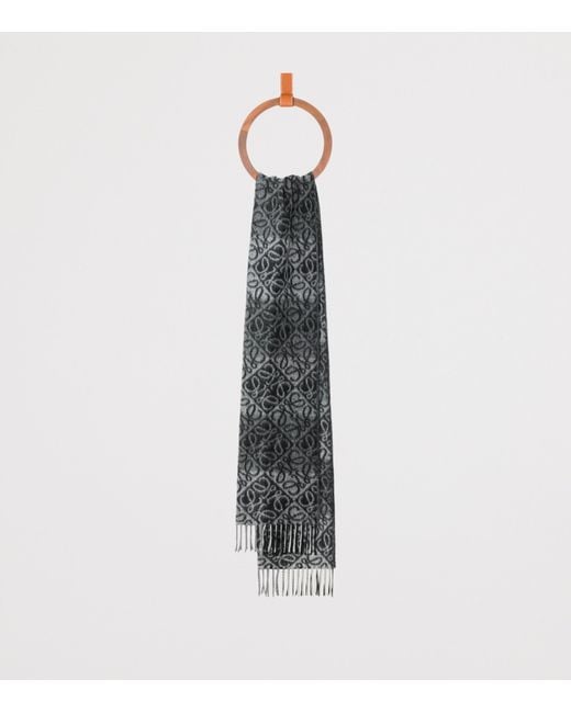 Loewe Gray Wool-Cashmere Anagram Scarf