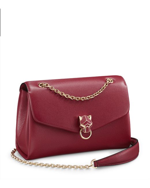 Cartier Red Small Leather Panthère De Shoulder Bag
