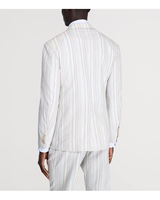 Dunhill White Wool-Silk Stripe Cavendish Blazer for men