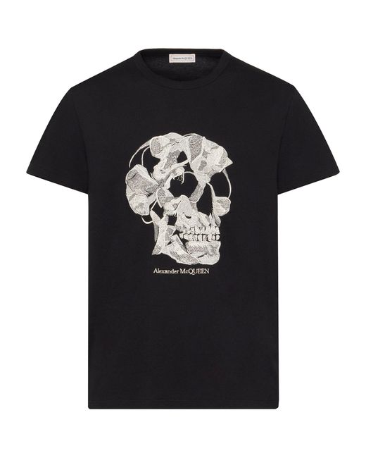 Alexander McQueen Black Abstract Skull Graphic T-shirt for men