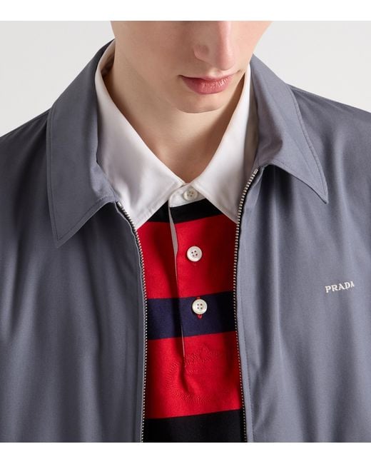 Prada Gray Technical Cotton Zip-Up Blouson Jacket for men