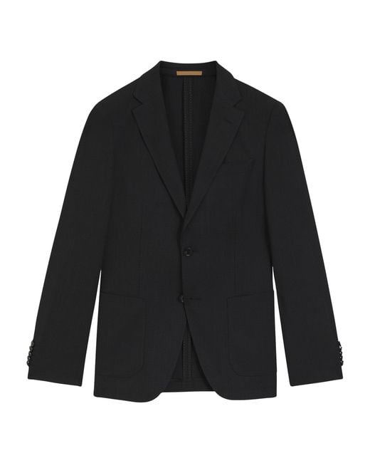 Boss Black Wool-Silk Slim Fit Blazer for men