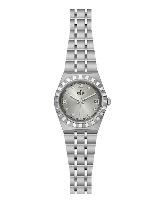 Tudor Gray Stainless Steel And Diamond Royal Watch 34mm