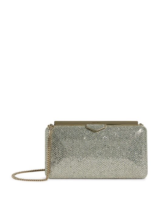Jimmy Choo Gray Ellipse Glitter Clutch Bag