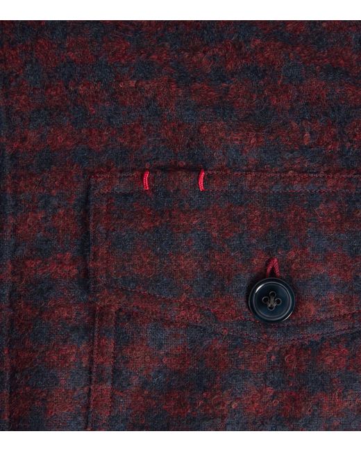 Isaia Purple Houndstooth Overshirt for men