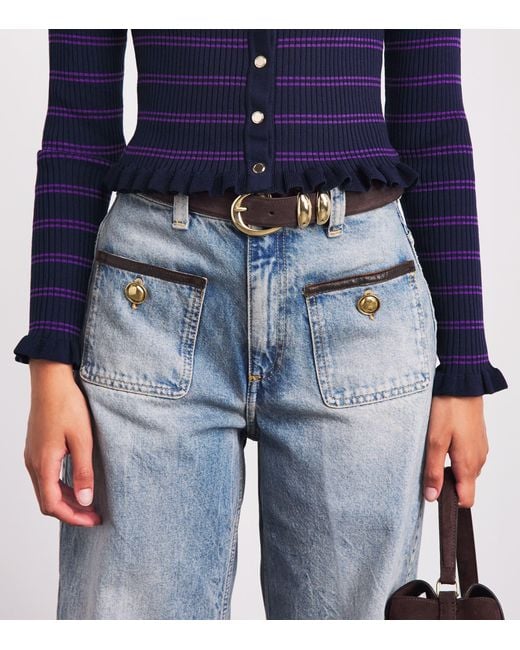 Sandro Black Suede Buckle Belt