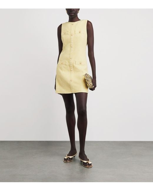Maje Yellow Tweed Tailored Mini Dress