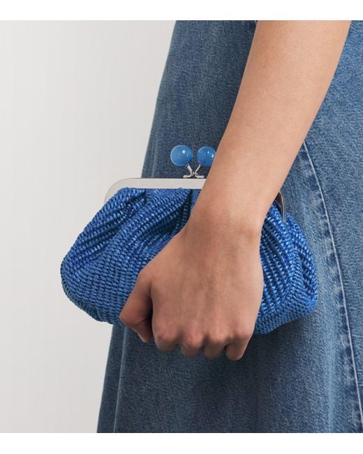 Weekend by Maxmara Blue Small Raffia-Effect Pasticcino Bag