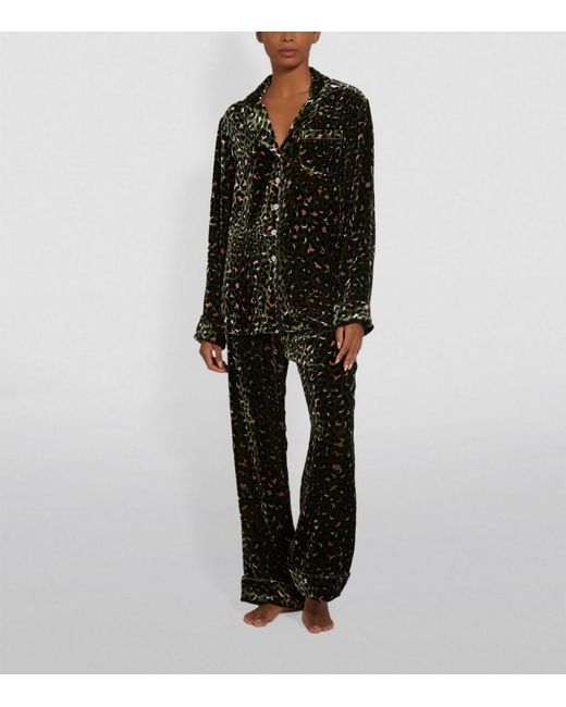 Green leopard print pyjamas Clearance