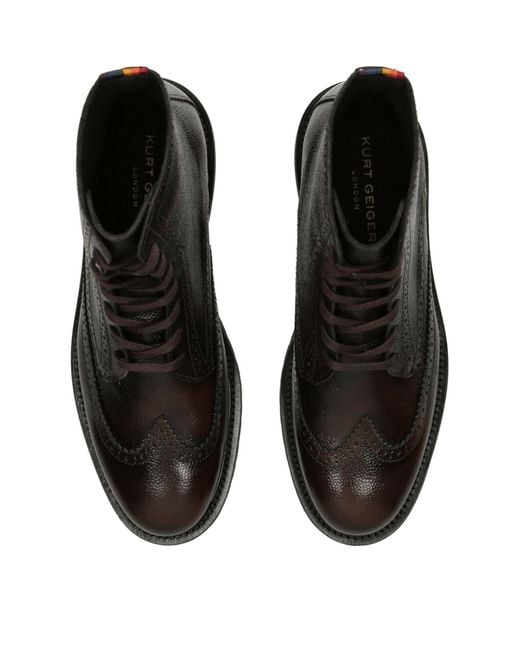 Kurt Geiger Black Leather Bates Brogue Ankle Boots for men