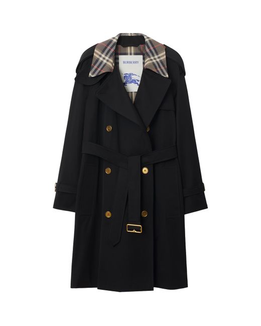 Burberry Women's Black Mid-Length Castleford Trench Coat
