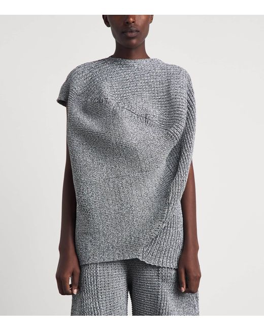Issey Miyake Gray Found Stone Knitted Top