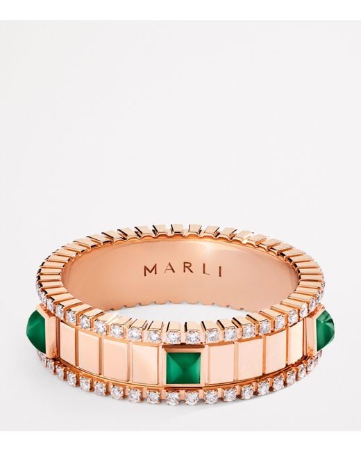 Marli New York Pink Diamond And Agate Life Spinning Ring