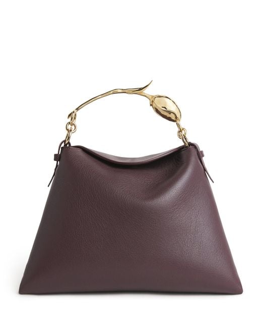 Erdem Purple Large Leather Bloom Shoulder Bag