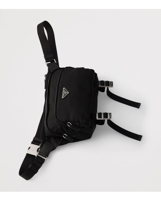 Prada Black Re-Nylon And Leather Cross-Body Bag for men