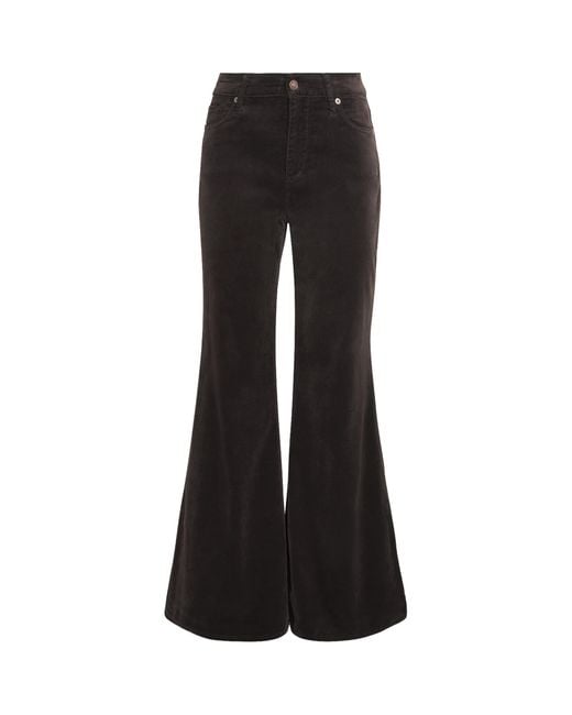 7 For All Mankind Black Velvet Retro Flared Jeans