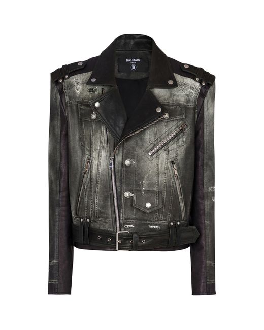 Balmain Black Leather Jackets for men