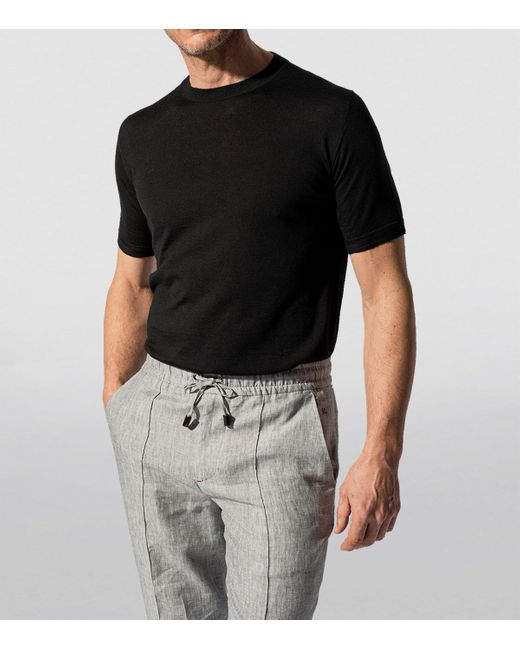 Isaia Black Wool-Blend T-Shirt for men