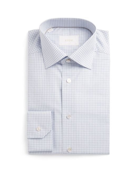 Eton of Sweden Blue Supima Cotton Check Slim Fit Shirt for men