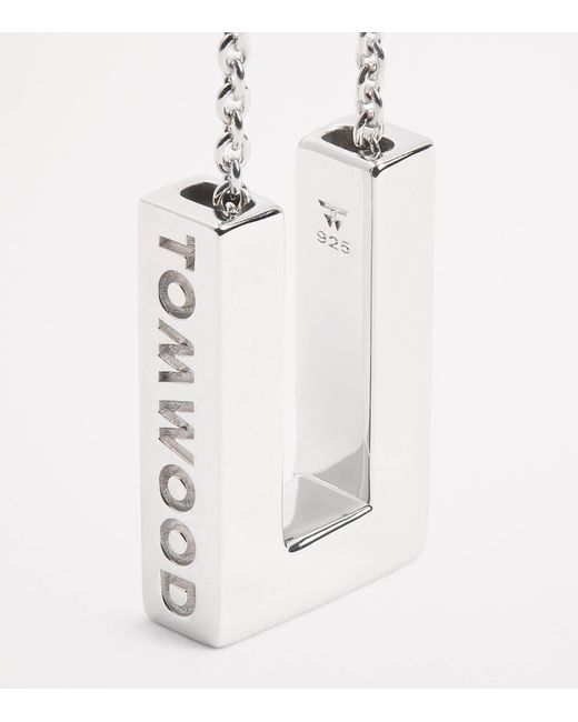 Tom Wood Metallic Rhodium-Plated Sterling Square Pendent Necklace for men