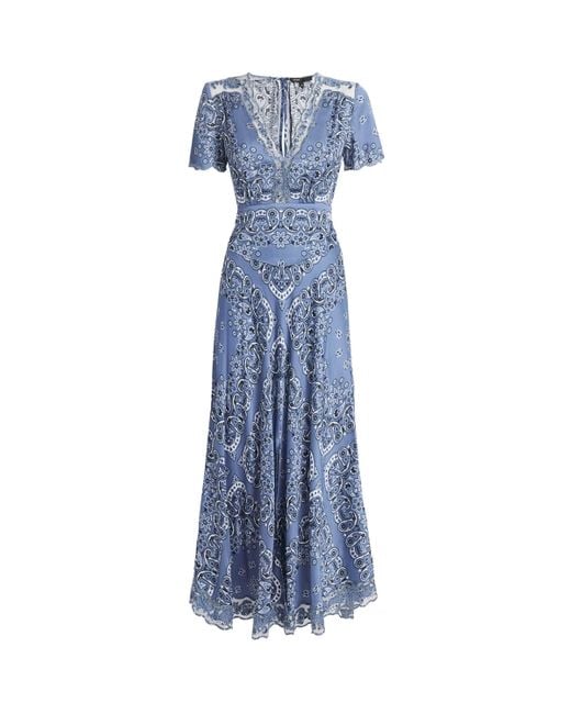 Maje Bandana Print Midi Dress in Blue | Lyst Maje Bandana Print Midi Dress in Blue | Lyst